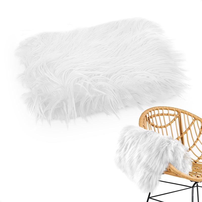 DIMROM 23.6" Ñ… 19.7" White Faux Fur Rug Small with Dense Pile Fibers - White Blanket for Photoshoot Outdoor & Indoor, Baby Christmas Photo Props - Non-Shedding Faux Fur Baby Blanket for Photoshoots and Decor - Image 1